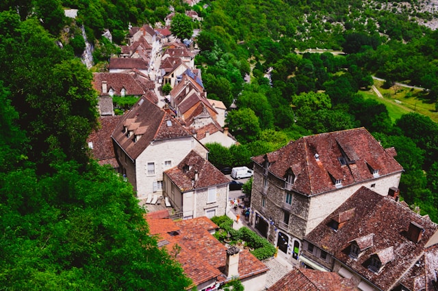 French medieval village aerial