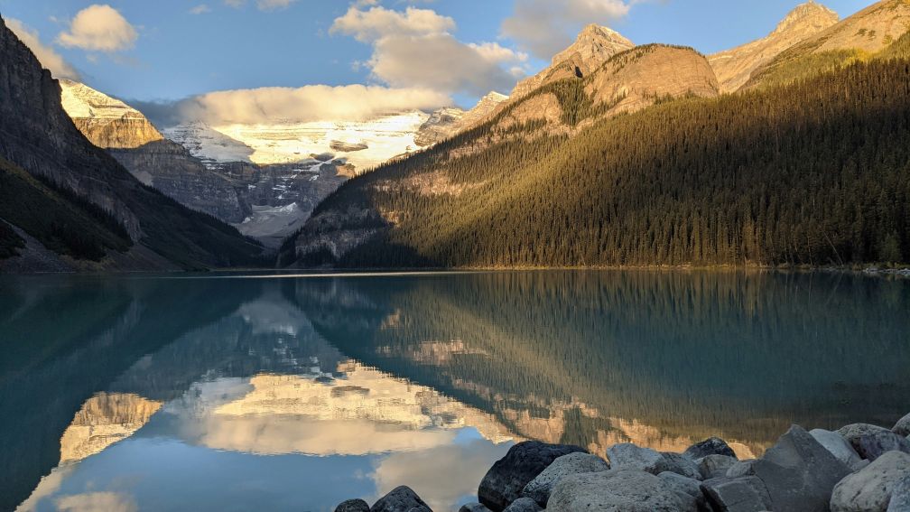 Lake Louise at sunrise.

