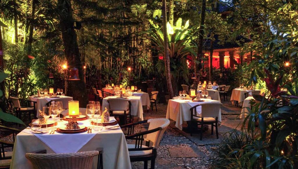 Romantic candlelit dinner at luxury Bali restaurant