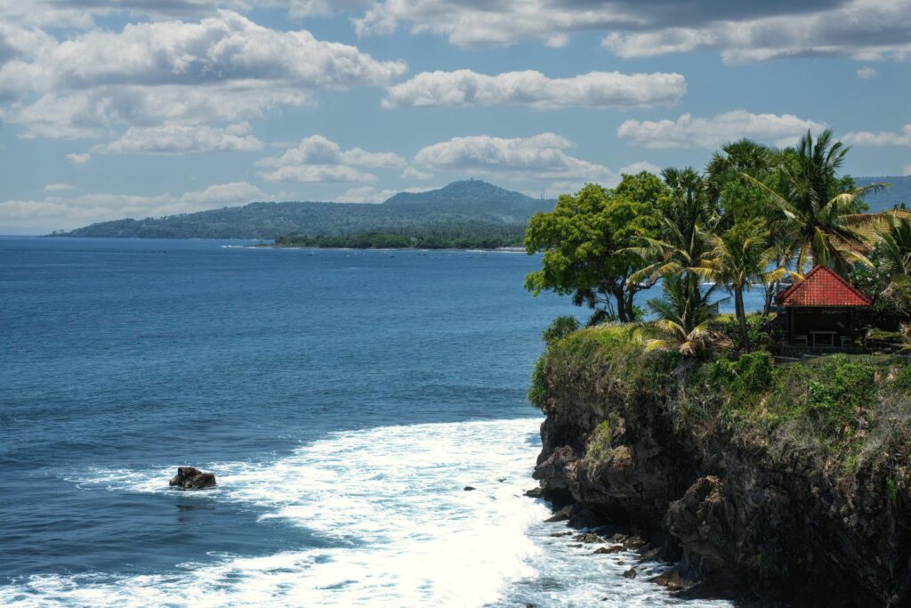 bali sunny beach palm trees