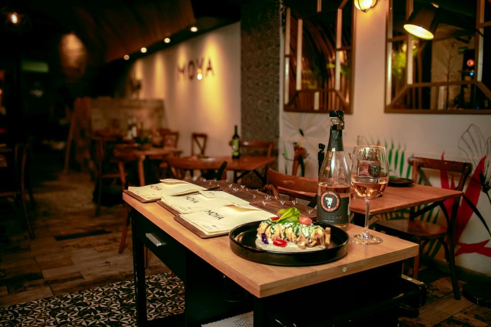 Romantic Budapest restaurant table set for a luxury dinner.
