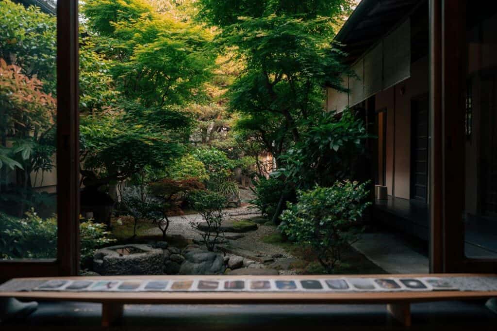 Luxury Kyoto hotel room overlooking a peaceful garden