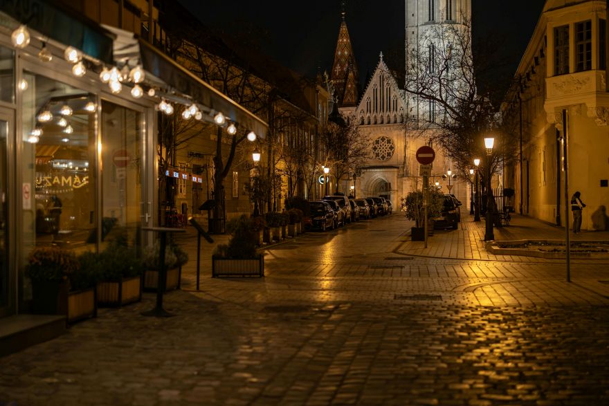Quiet street in Budapest’s Castle District.