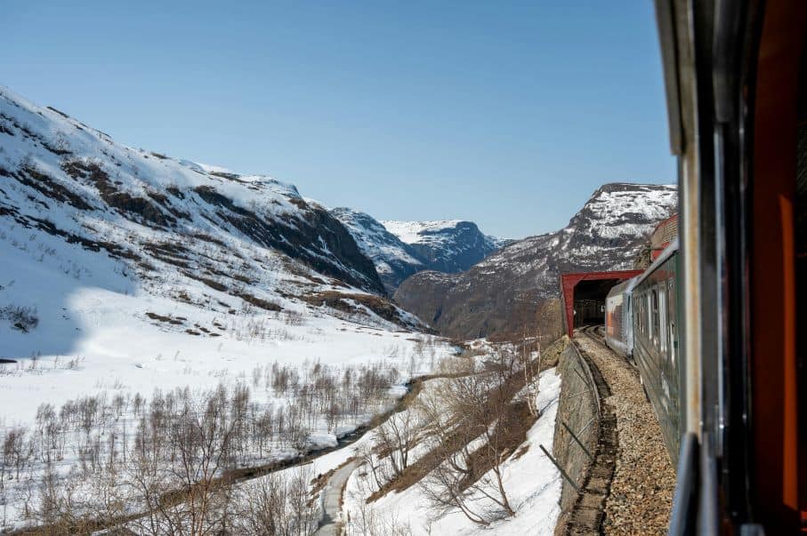 Flam railway norway couple fjord