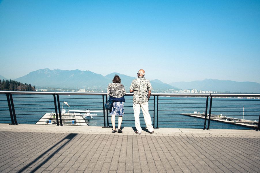 mature couple planning European vacation
