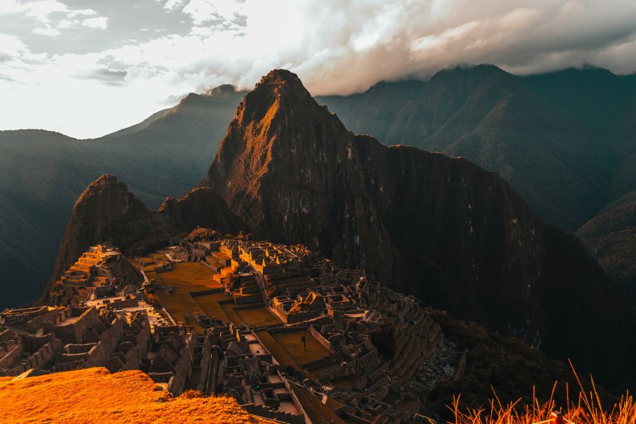 Machu Picchu stone stairs travelers